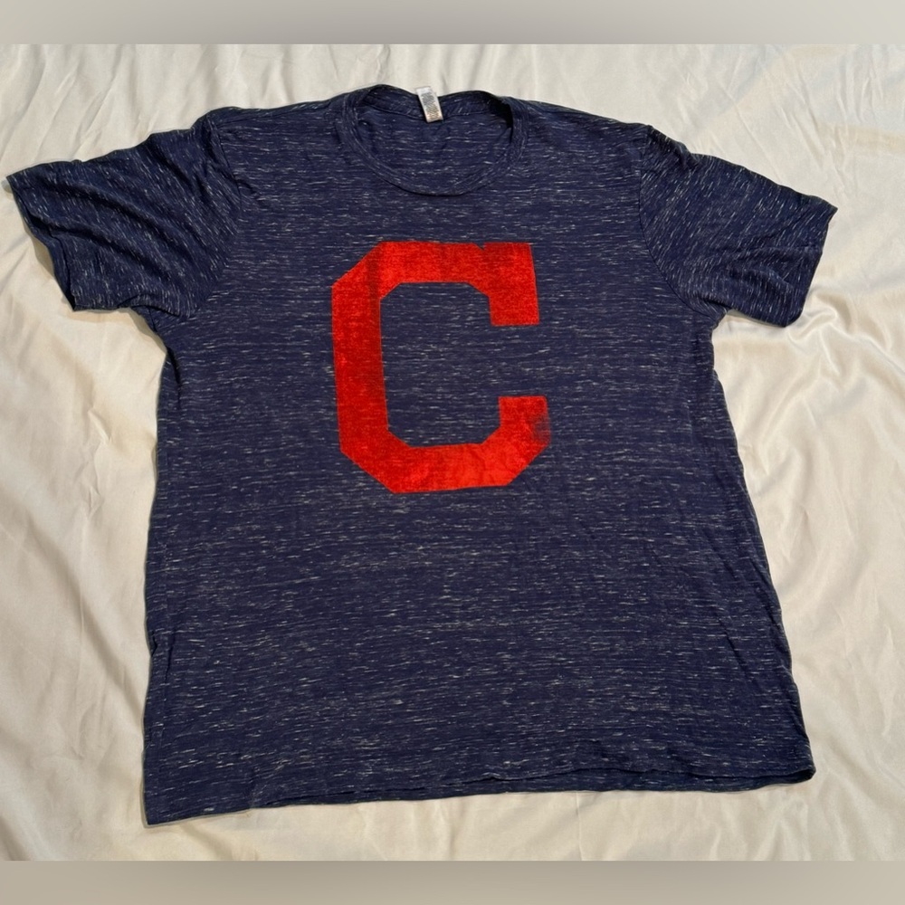Cleveland Guardians Indians Baseball Blue T Shirt Sz Large W/ Big Red “C” Logo